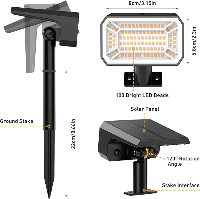 Solar Spot Lights Outdoor Waterproof IP65, Solar Landscape Spotlights, Auto - Image 7