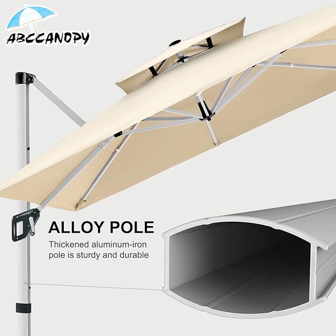 ABCCANOPY Patio Umbrella Cantilever Double Top Outdoor Offset Umbrella - Image 8