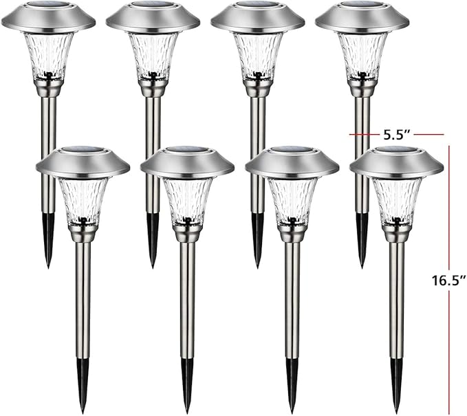 GIGALUMI Solar Pathway Lights, 8 Pack Solar Light Outdoor Waterproof, Glass - Image 8