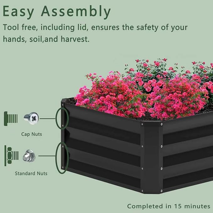 2PCS 8x4x1FT Galvanized Raised Garden Bed, Planter Raised Beds-Metal Garden Box - Image 7