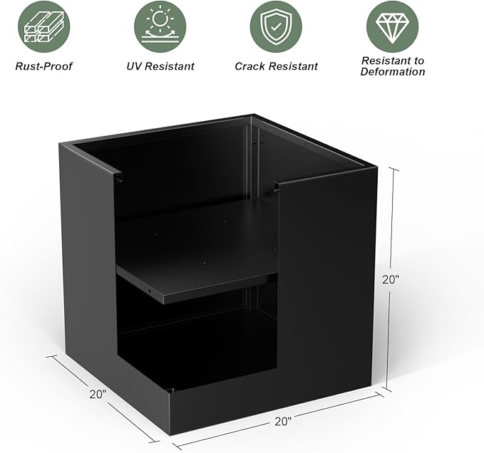 Metal Large Planter Box 20" L x 20" W x 20" H, Heavy Duty Tall Rectangle - Image 2