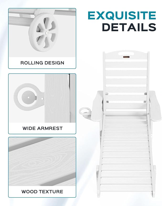 Outdoor Lounge Chair Set of 4, All Weather Patio Chaise Lounge Chairs - Image 5