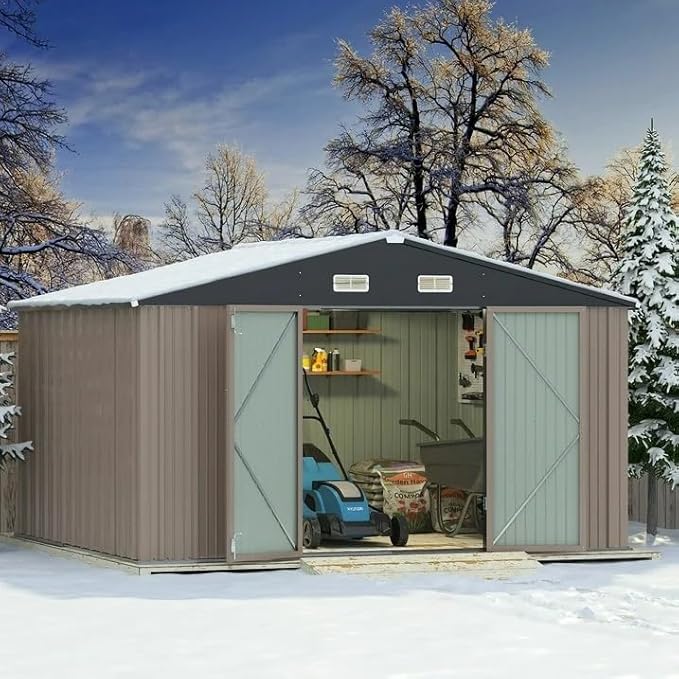 Greesum 10×8 FT Outdoor Storage Shed, Metal Storaged Sheds Without Floor - Image 2