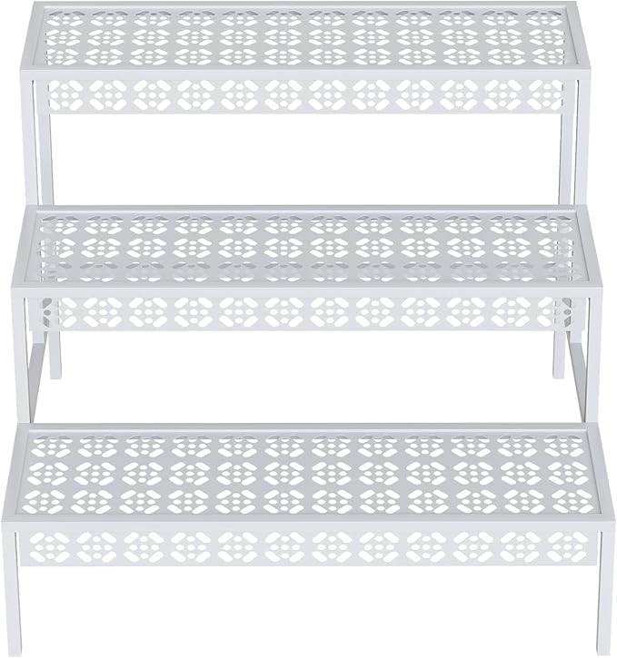 Garden 4 you 3 Tiers Metal Plant Stand, Rectangular Ladder Flower Pots Outdoor by Garden4you