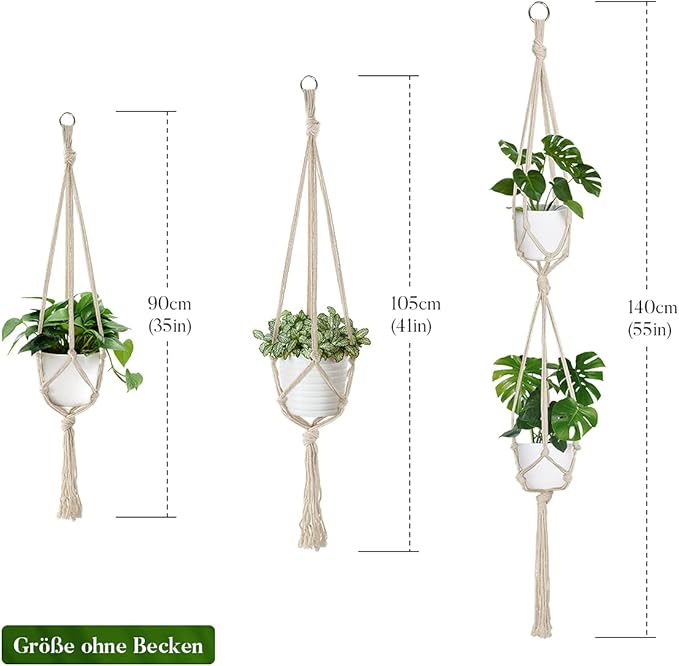5 Pack Macrame Plant Hangers, Indoor Hanging Plant Holder - Image 2
