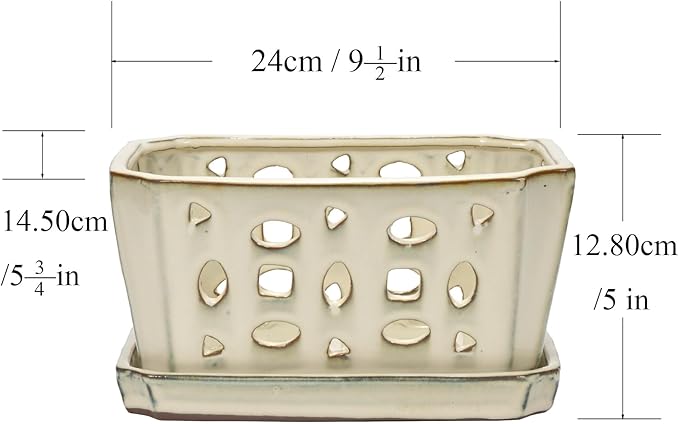 W&W Orchid Pot with Holes and Saucer - Image 5