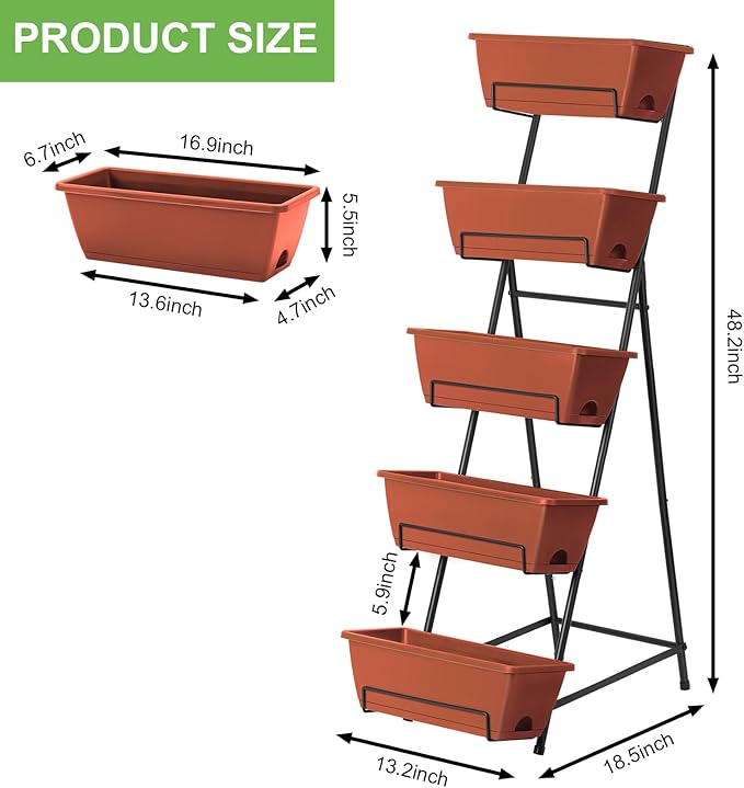 5 Tier Vertical Raised Garden Bed Planter Box, Vertical Raised Bed - Image 2