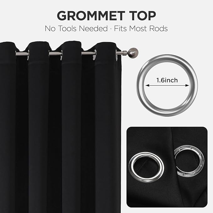 Joydeco Blackout Door Curtain for Doorway Privacy 90 Inches Long, Grommet - Image 9