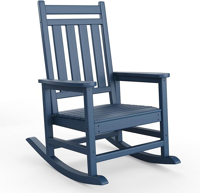 HDPE Rocking Chair Outdoor- Poly High Back Porch Rocker Chairs by Garvee