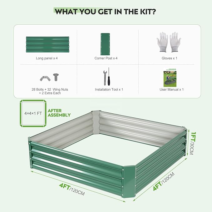 ZORMY 2 Pcs 4x4x1ft Galvanized Raised Garden Bed Outdoor, Metal Planter Boxes - Image 6