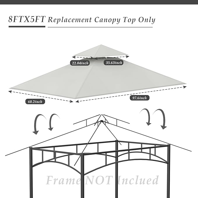 Grill Gazebo Replacement Top, 5 * 8 Outdoor BBQ Top Cover, Double Layer BBQ - Image 3