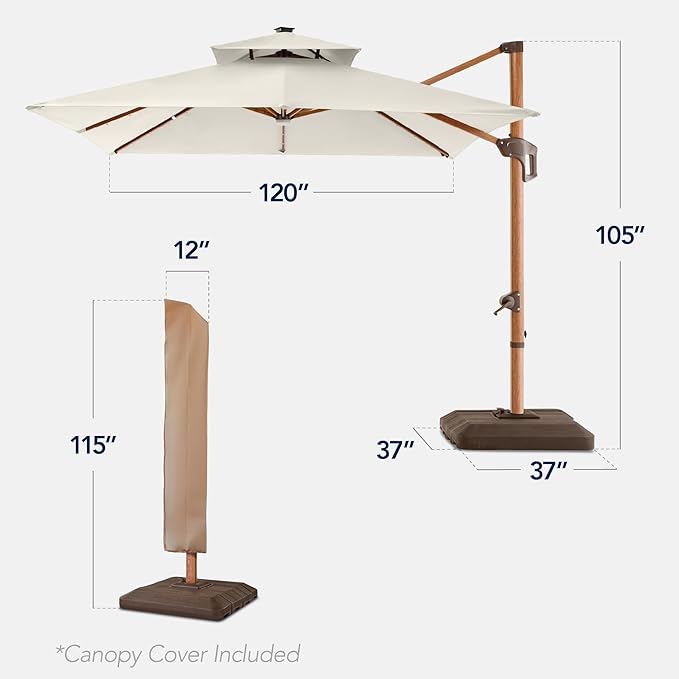 Best Choice Products 10ft Square Cantilever Patio Umbrella w/Base Included - Image 2
