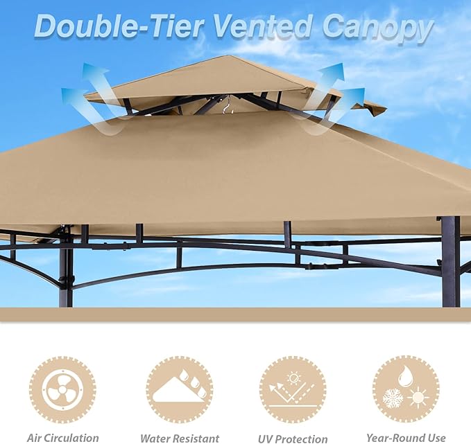 ABCCANOPY 8'x 5' Grill Gazebo Shelter, Outdoor BBQ Gazebo Canopy - Image 4