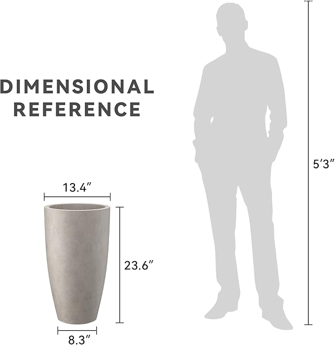 Kante 23.6" H Weathered Concrete Tall Planters, Large Outdoor Indoor Decorative - Image 8