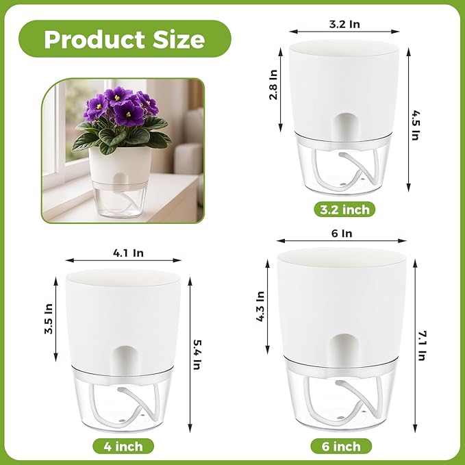 Planterhoma 8 Pack Self Watering Pots - Image 3
