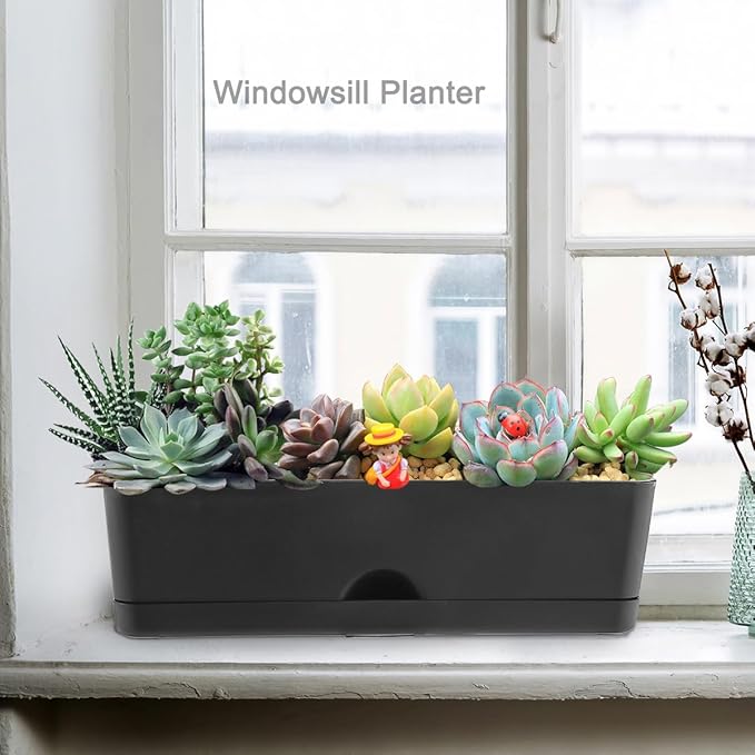 5 Pack Window Boxes Planters 16 Inches Rectangular Planter Herb Planter Boxes - Image 3