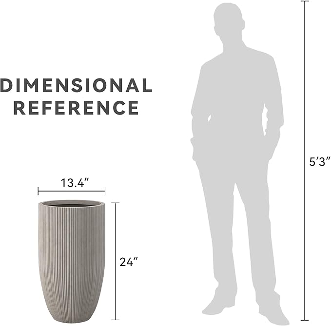 Kante 24 Inch Tall Round Concrete Planter, Large Indoor Outdoor Plant Pots - Image 7