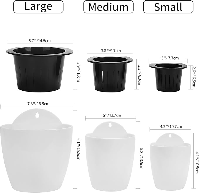 ORIMERC 6 Pack White Self Watering Wall Hanging Planter Pots Vertical Garden - Image 7