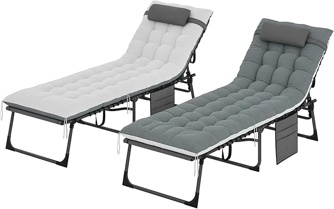 Outsunny Chaise Lounge Chair Outdoor Set of 2, 5-Position Adjustable Outdoor by Outsunny