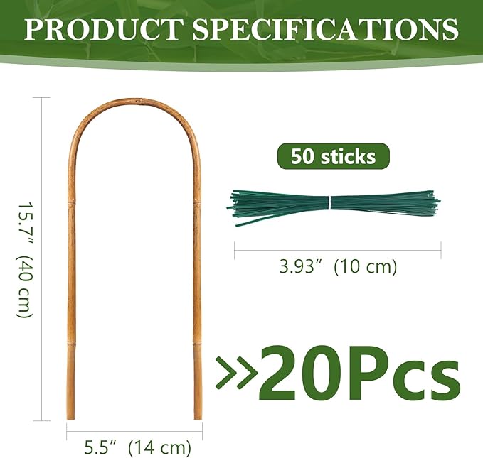 Bamboo Trellis, 20 Pack U-Hoop & U-Shape Garden Trellis - Image 3