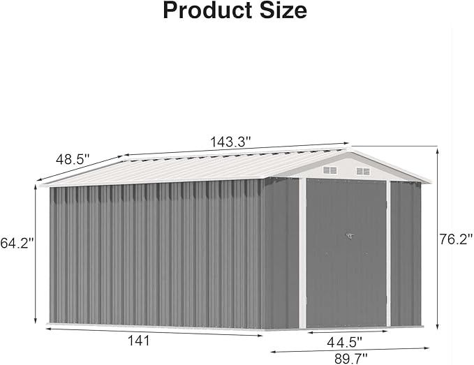 Patiowell 12 x 8 FT Outdoor Storage Shed, Steel Shed Storage House - Image 2