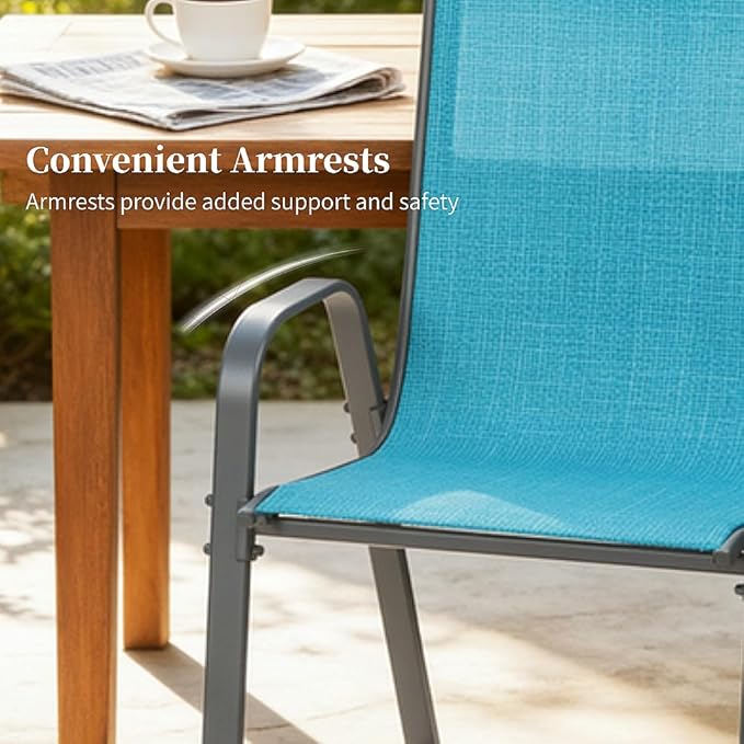 MAMIZO Patio Dining Chairs, Stackable All Weather Teslin Chair, Heavy Duty - Image 8