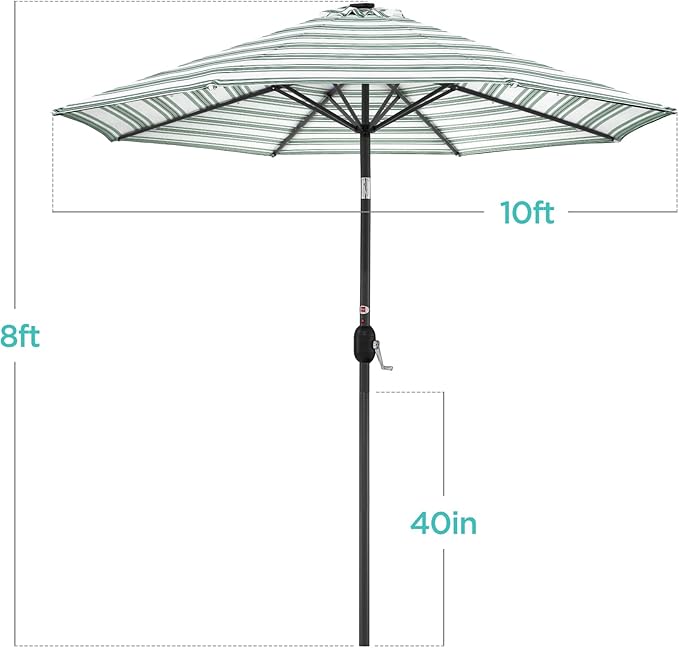Best Choice Products 10ft Solar Polyester LED Lighted Patio Umbrella w/Tilt - Image 7
