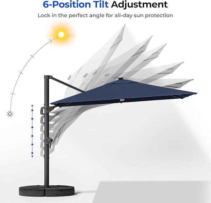 HOMSHADE 10 ft Square Cantilever Patio Umbrella - Image 6