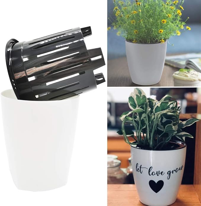 OJYUDD 8 Pack 4 Inch Self Watering Plastic Planter - Image 5