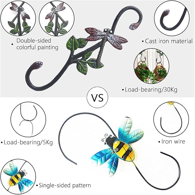 Heavy Duty S Hooks, Large Plant Hangers Outdoor, Metal Decorative Plant Hooks - Image 6