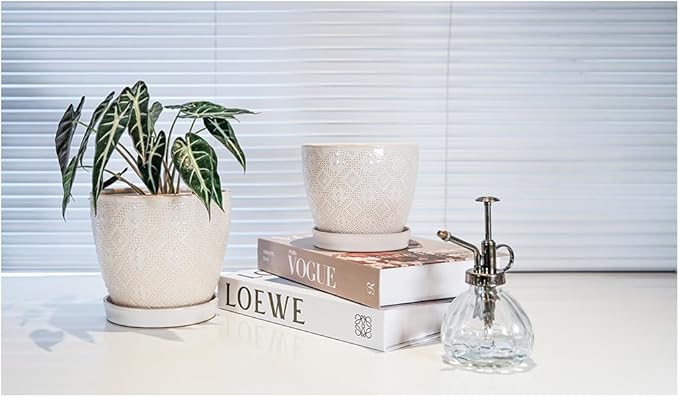 Docrin Ceramic Plant Pots Indoor, 6.6 + 5.5 Inch Planters - Image 6
