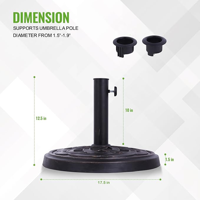 Backyard Expressions 26.5 lb Round Heavy Duty Patio Umbrella Base – Weather - Image 2