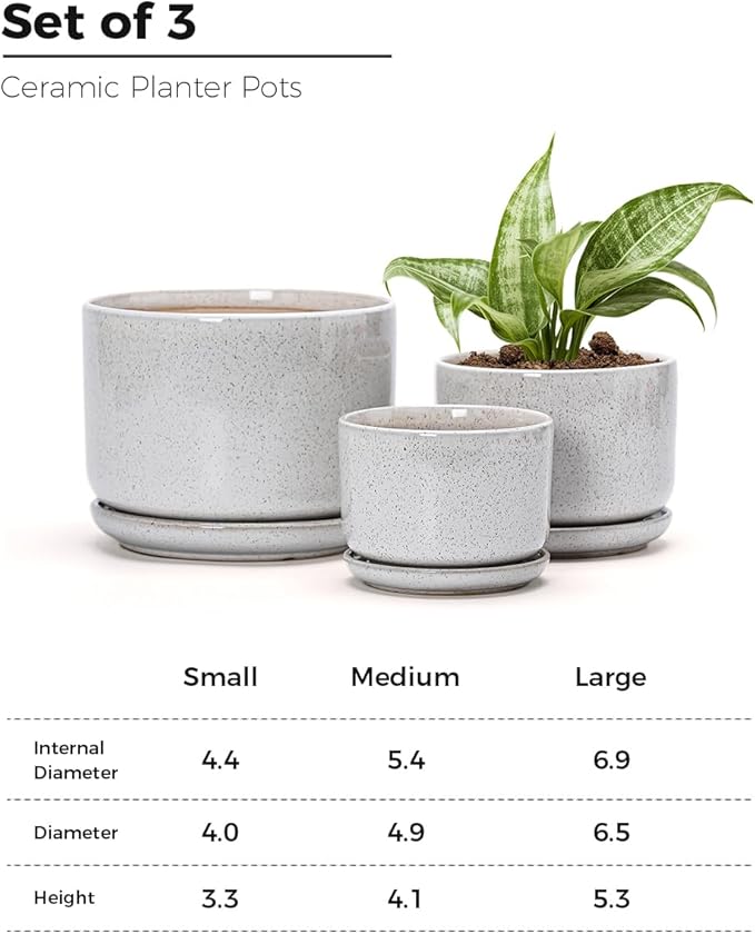 Ton Sin Plant Pots, 4.1+5.1+6.5 inch, Ceramic Planters - Image 3