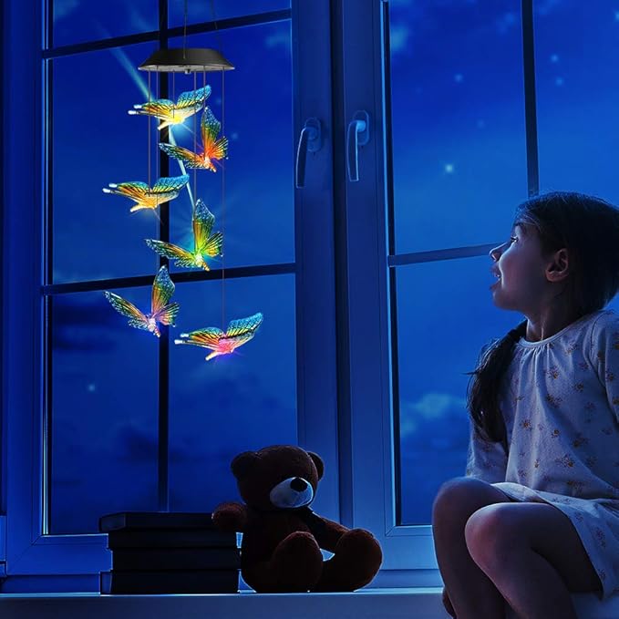 Toodour Solar Wind Chime, Color Changing Wind Chimes Butterfly, LED Decorative - Image 5