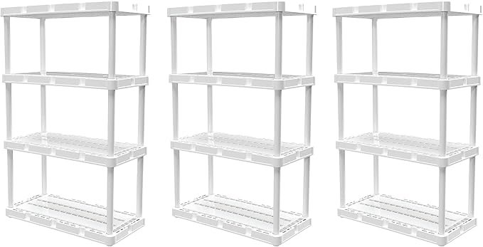 Gracious Living 3 Pack Light Duty Storage Shelves, Knect-A-Shelf 4-Shelf by GraciousLiving