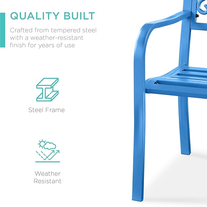 Best Choice Products Outdoor Bench Steel Garden Patio Porch Furniture - Image 4