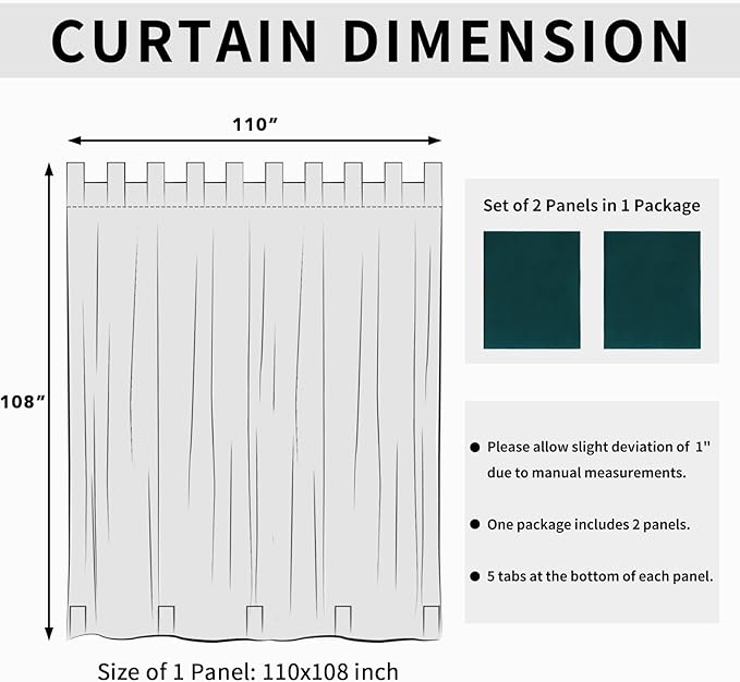 Easy-Going Outdoor Patio Curtains Detachable Tab Top Windproof Weatherproof - Image 6