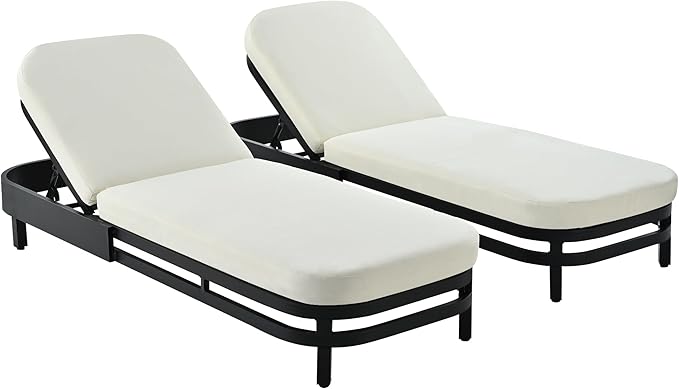 LUMISOL Outdoor Lounge Chair Set of 2, Modern Aluminum Chaise Loungers - Image 9