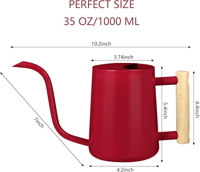 Watering Can Indoor Plants, 35oz Small Stainless Steel Metal Watering Can - Image 2