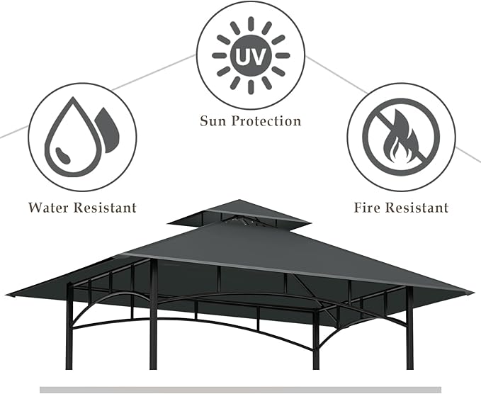 Grill Gazebo Replacement Top, 5 * 8 Outdoor BBQ Top Cover, Double Layer BBQ - Image 2