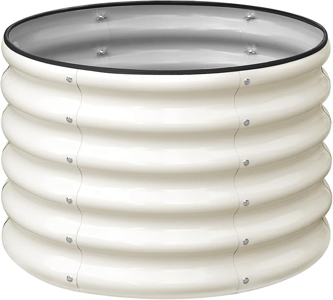 SnugNiture Raised Garden Bed, 2×2×1.5ft Round Galvanized Outdoor Planter Box by snugniture