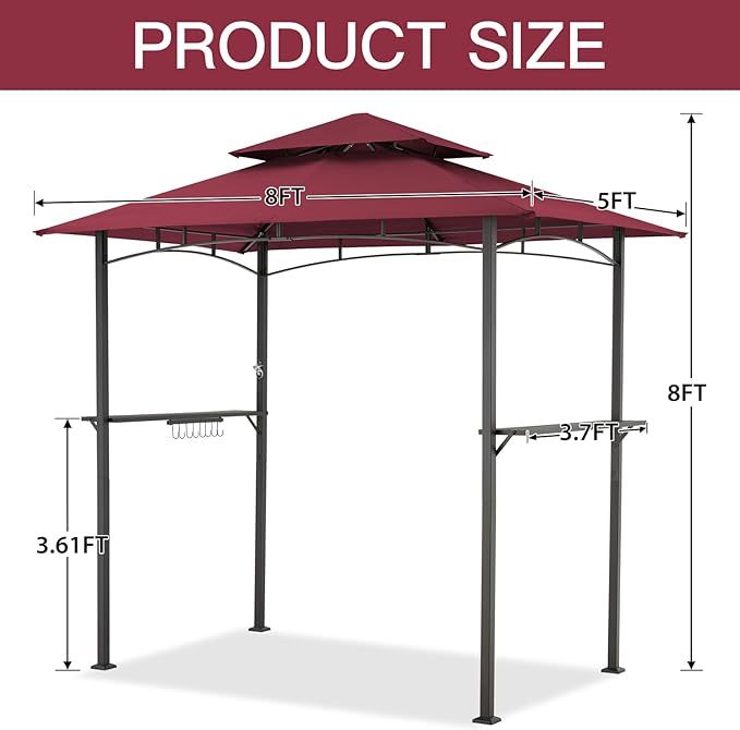 AECOJOY 8' x 5' Grill Gazebo, Grill Canopy - Image 4