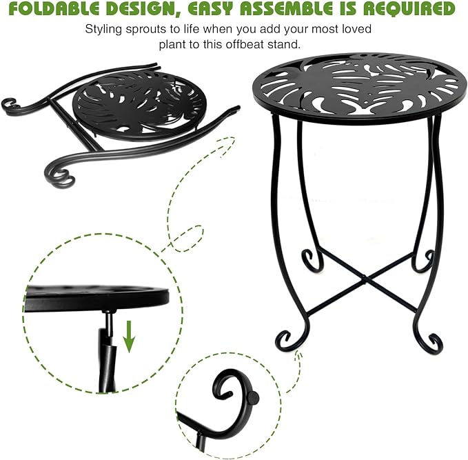 Fashion&cool Side Tables for Small Space, Metal Outdoor Indoor Round Side Table - Image 3