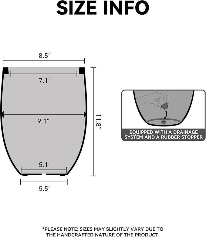 Kante 11.8 Inch Tall Concrete Planter, Large Indoor Outdoor Plant Pot - Image 2