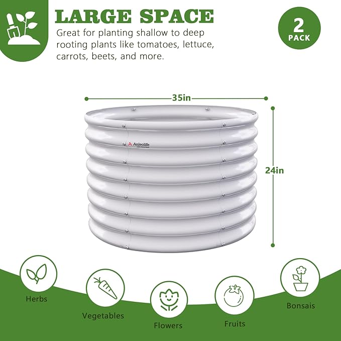 A ANLEOLIFE 2-Pack 3ft x 24” Tall Galvanized Raised Garden Beds Outdoor - Image 4