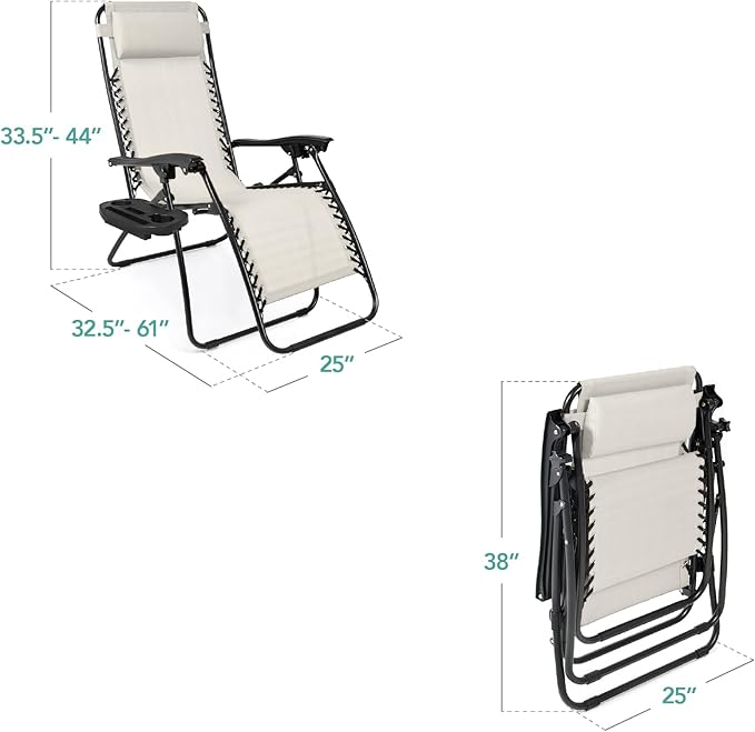 Best Choice Products Set of 2 Adjustable Steel Mesh Zero Gravity Lounge Chair - Image 2