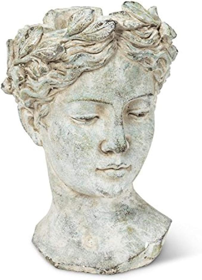 Abbott Collection Goddess Head Planter – Large Cement Indoor and Outdoor by AbbottCollection