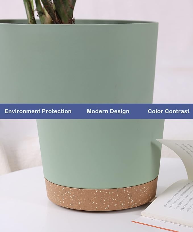 kubvici Indoor Plant Pots Set of 2 Planters 8 inch Plastic Planter - Image 9