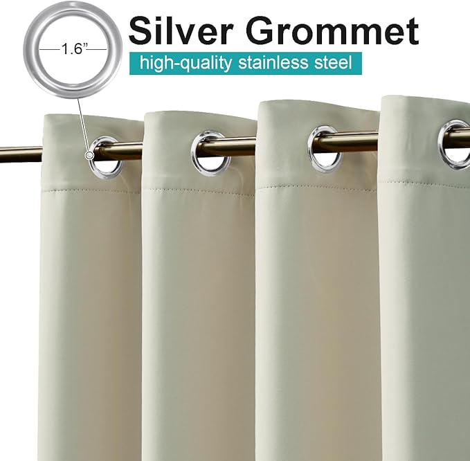 NICETOWN 2 Panels Beige Outdoor Curtains - Image 2