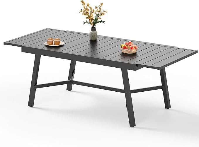 PHI VILLA Expandable Patio Dining Table Metal Outdoor Table by PHIVILLAThepioneerofcomfortablehouseholdsupplies